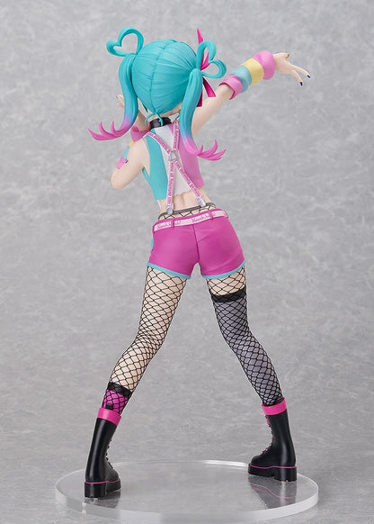Hatsune Miku DecoMiku Lightness L Size figure with turquoise and pink twin-tails, a colorful cropped top, pink shorts, and black boots.