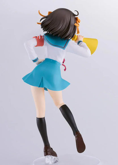 POP UP PARADE Haruhi Suzumiya L Size anime figure holding megaphone in North High school uniform by Good Smile Company