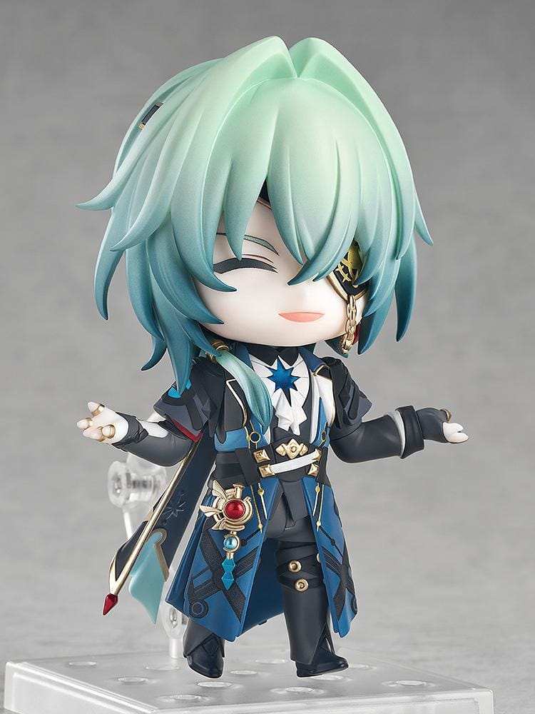 Honkai Star Rail Nendoroid Anaxa Figure featuring Anaxa with mint-green hair, red eyes, ornate outfit details, and translucent blue effect accessory.