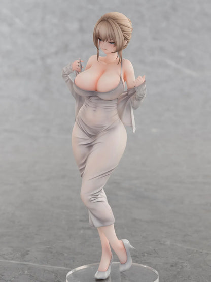 Gwan-E Illustration Muboubi na Erin 1/6 Scale Figure featuring Erin with blonde hair, gray dress, matching heels, and elegant standing pose.