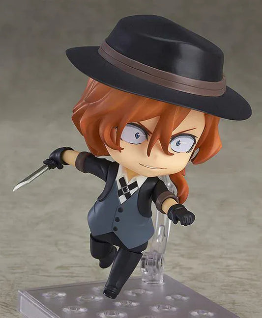 Bungo Stray Dogs Nendoroid Chuya Nakahara rerelease wearing black hat and Port Mafia outfit in chibi style