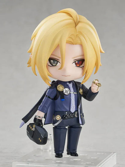 Zenless Zone Zero Nendoroid Hugo Vlad wearing fedora and suit with heterochromatic eyes in chibi style