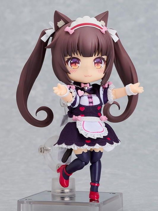 Nekopara Sekai Connect Nendoroid Doll Chocola with cat ears, twin-tails, maid outfit, frilly apron, and paw pose