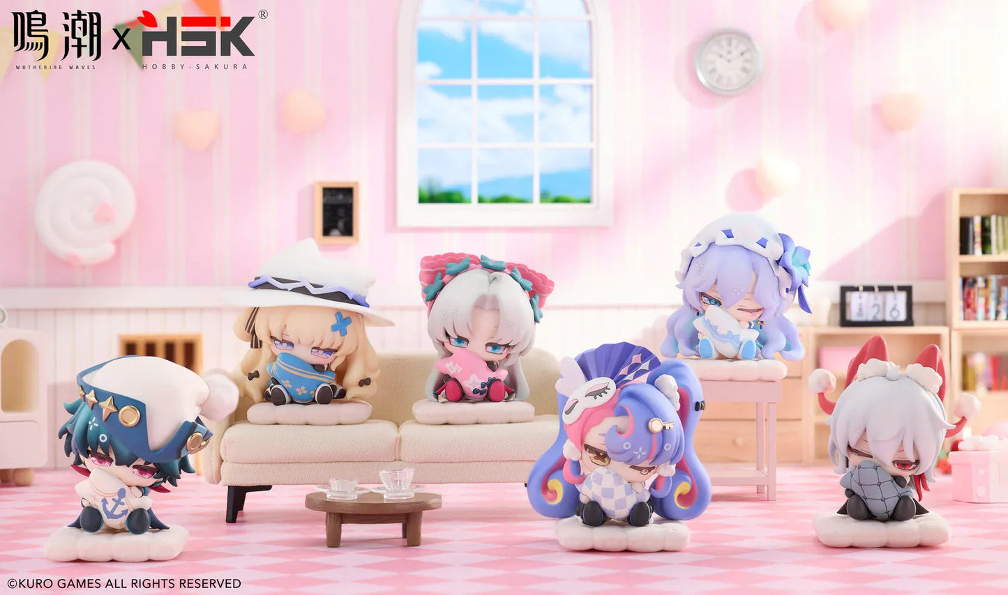 Wuthering Waves Nemunemu Series Box of 6 Chibi Figures with colorful sleepy-style seated characters and bonus item