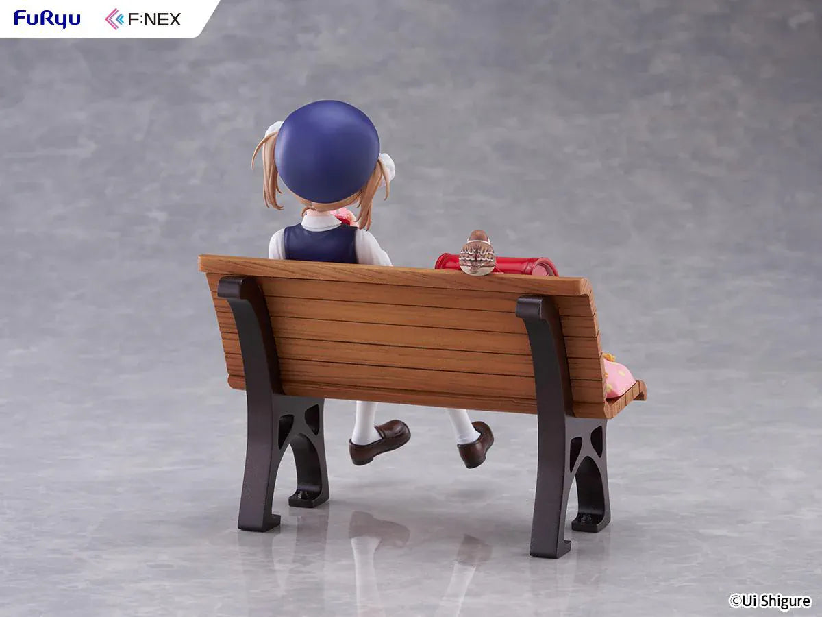 Ui Shigure Ui Shigure 9 Years Old 1/7 Scale Figure seated on a park bench with school bag, drink, and bird companion