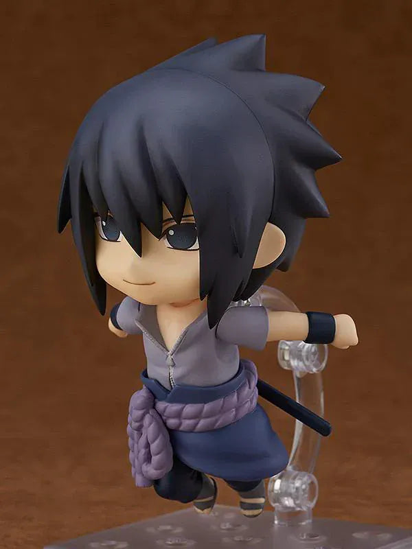 Chibi Nendoroid Sasuke Uchiha holding his sword in his Shippuden outfit.