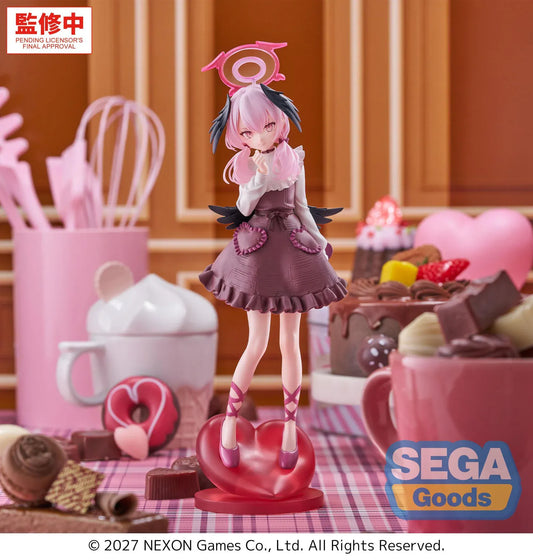 Blue Archive XStellar Koharu Happy Valentine figure wearing a chocolate-colored dress on a red heart-shaped base