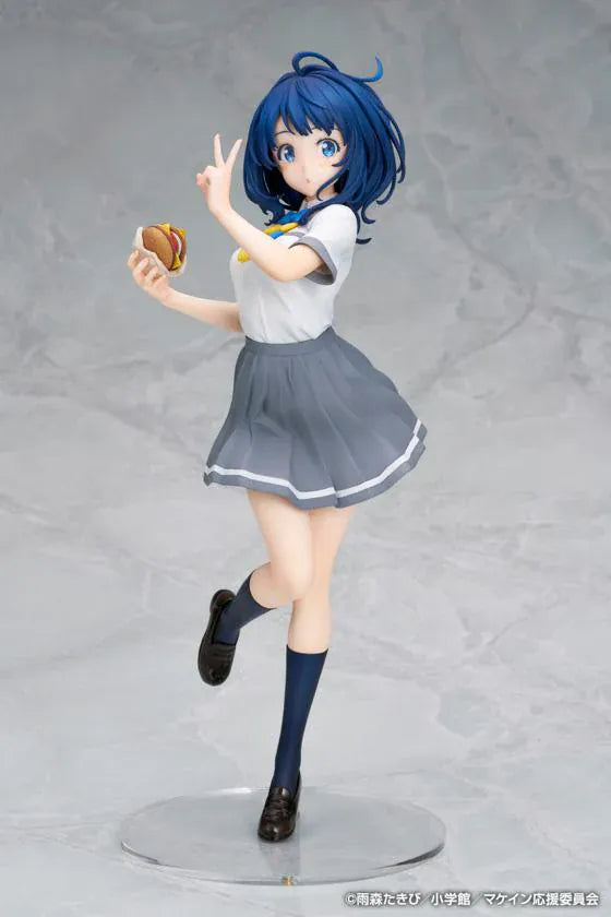 Too Many Losing Heroines Anna Yanami 1/7 Scale Figure featuring Anna with short blue hair, school uniform, snack accessory, and playful peace-sign pose.