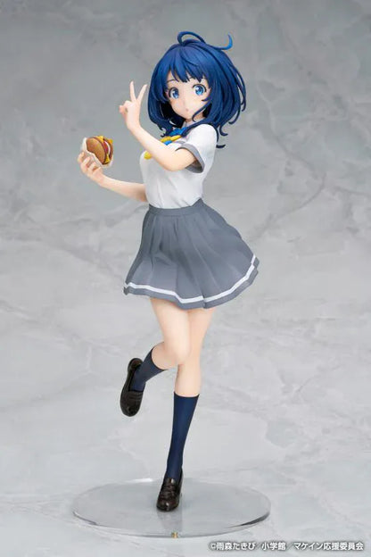 Too Many Losing Heroines Anna Yanami 1/7 Scale Figure featuring Anna with short blue hair, school uniform, snack accessory, and playful peace-sign pose.