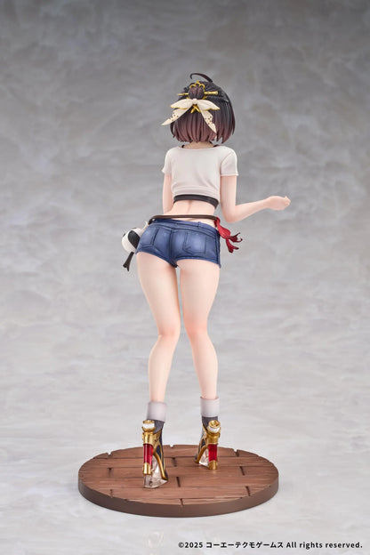 Yumia Liessfeldt A Glance Through the Mirror 1/7 scale figure wearing a tied white top, denim shorts, and dark boots on a wooden-style base.