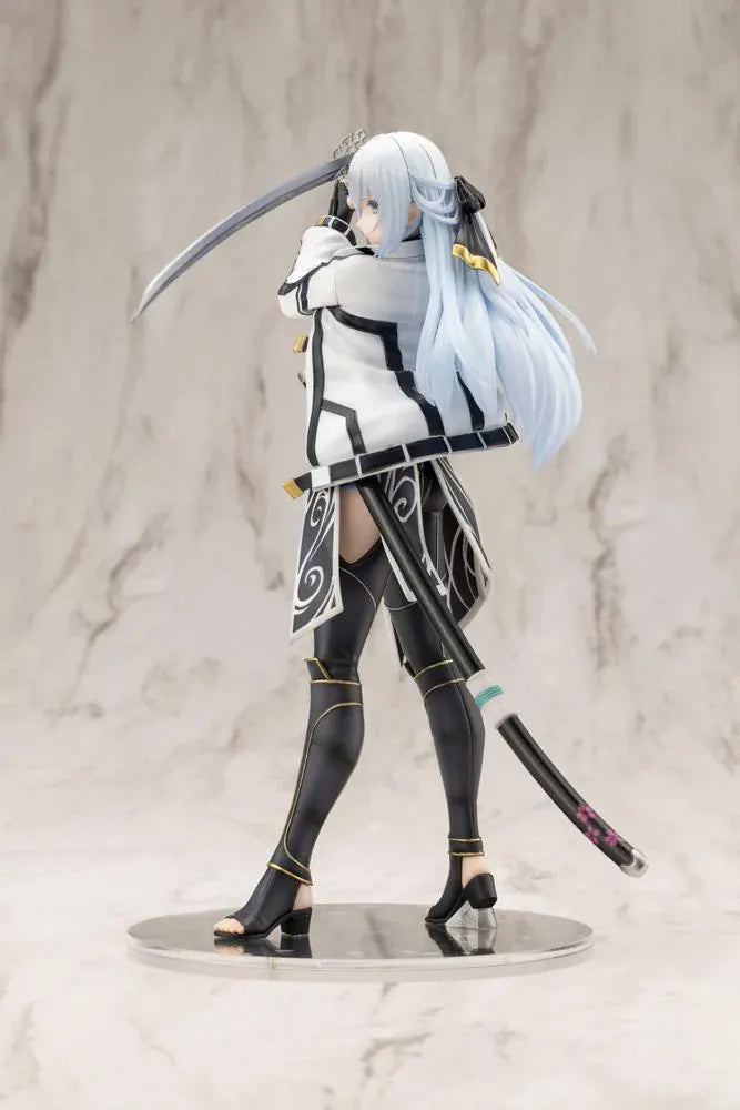 Trails through Daybreak Shizuna Rem Misurugi 1/8 scale figure with flowing pale blue hair, a white jacket, and a sword raised above her head.