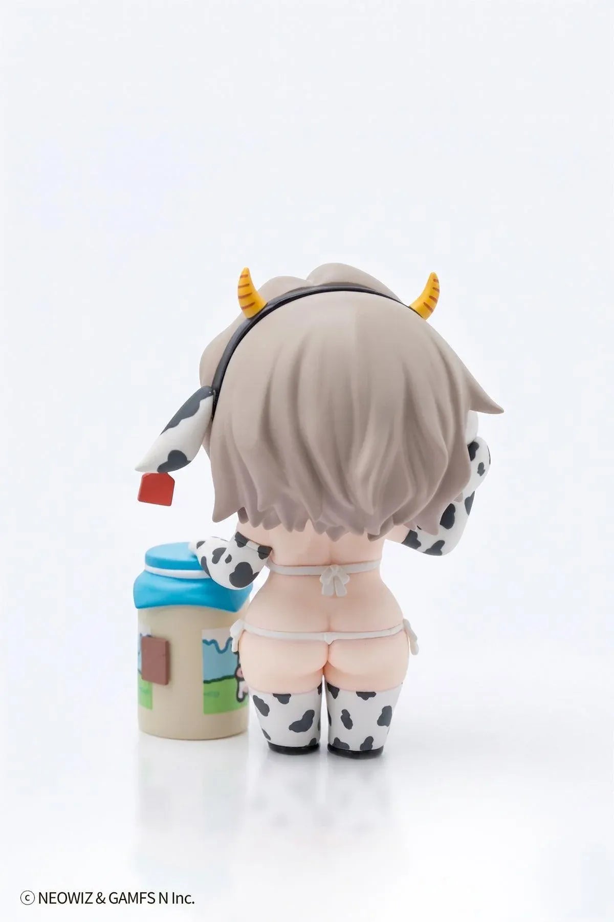 Milky Bikini Teresse-chan x illustration by JAZZ JACK Non Scale Figure featuring Teresse-chan in a cow-print bikini with horn details, floppy ears, and milk can accessory.