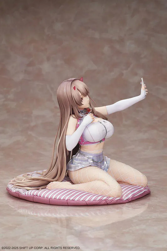 Goddess of Victory Nikke Viper 1/4 scale figure kneeling on cushion with smartphone accessory