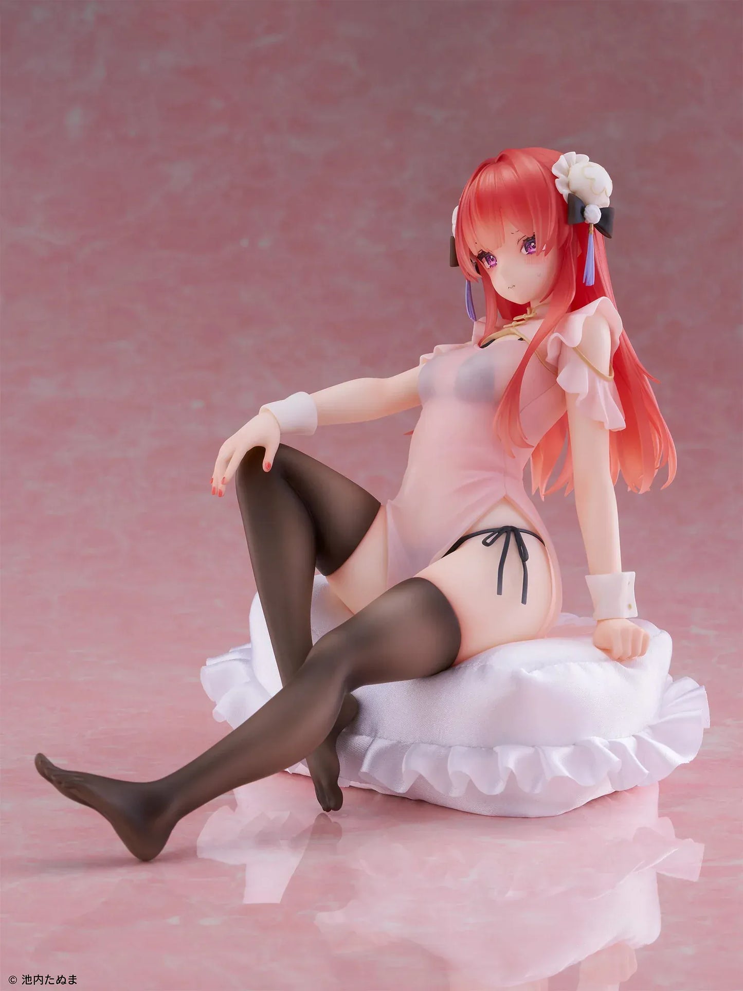 Illustration Silky Slinky Anna See-Through China Dress Ver. 1/6 scale figure seated on cushion with elegant translucent outfit