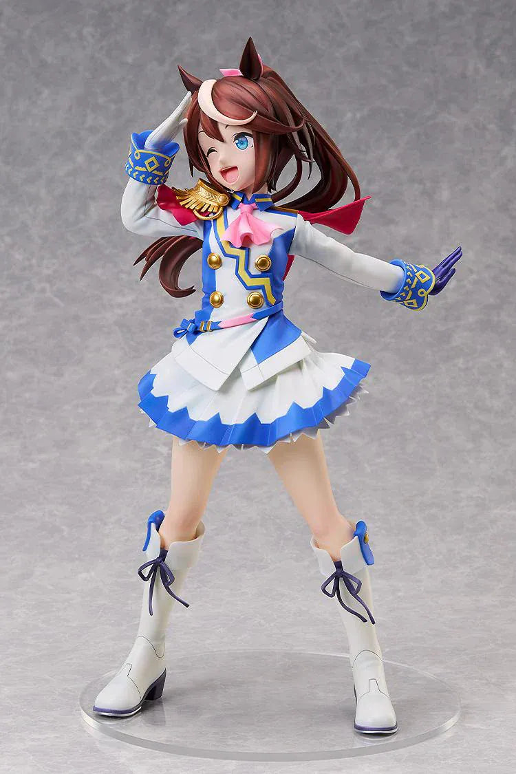 Uma Musume Pretty Derby B-Style Tokai Teio 1/4 scale figure in blue and white idol uniform saluting with a wink