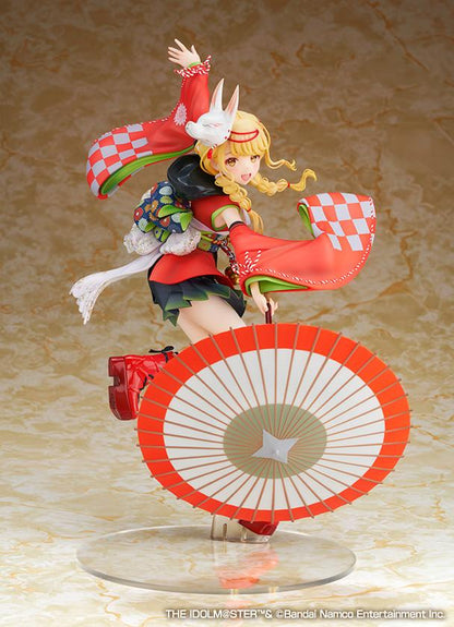 Gakuen iDOLM@STER Kotone Fujita Kamurogiku Ver. 1/7 scale figure wearing a red traditional outfit with a fox mask and wagasa umbrella.