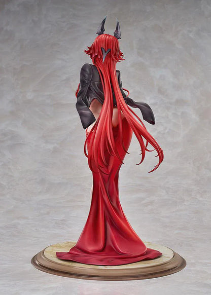 Scale figure of Red Hood from Goddess of Victory: Nikke wearing a red gown and jacket, standing on a decorative base.