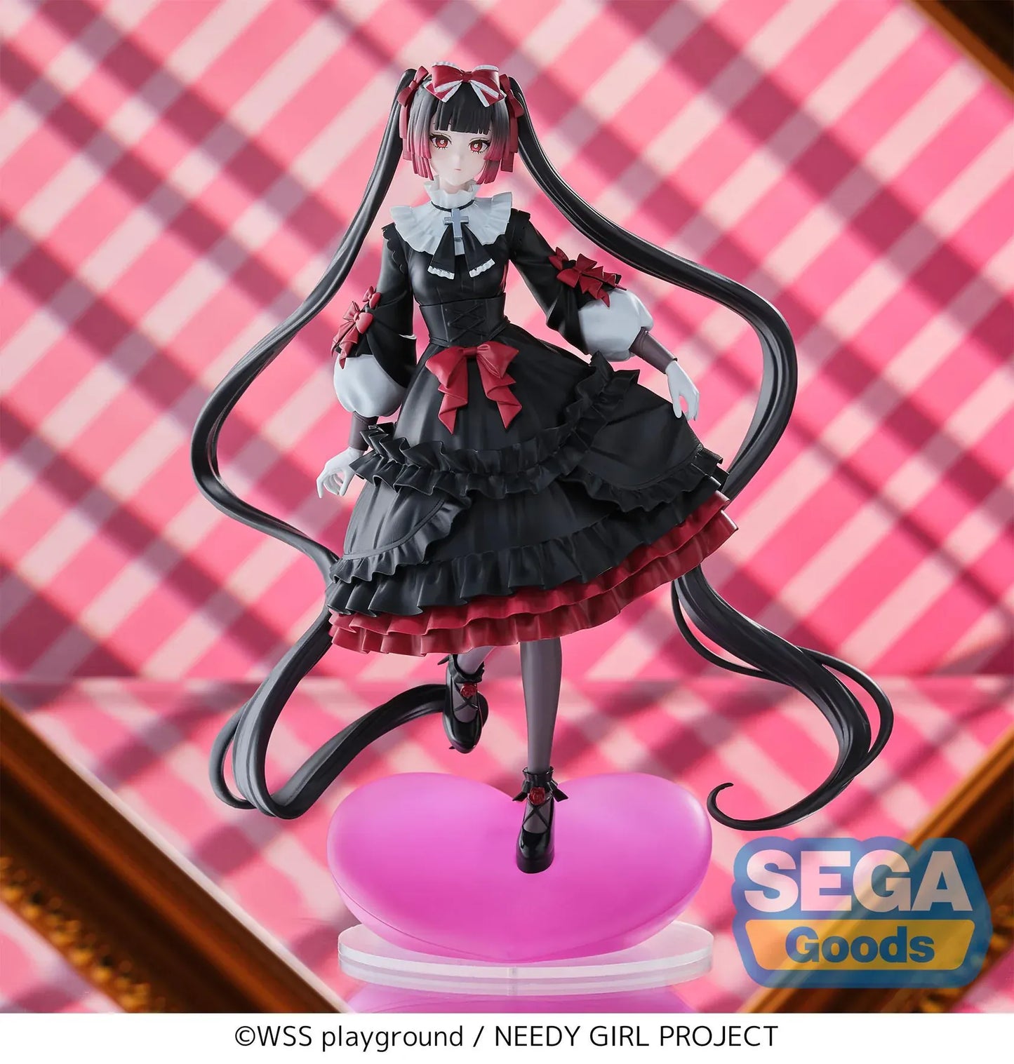Needy Girl Overdose XStellar Michia Gokubara anime figure in gothic lolita dress on heart-shaped base