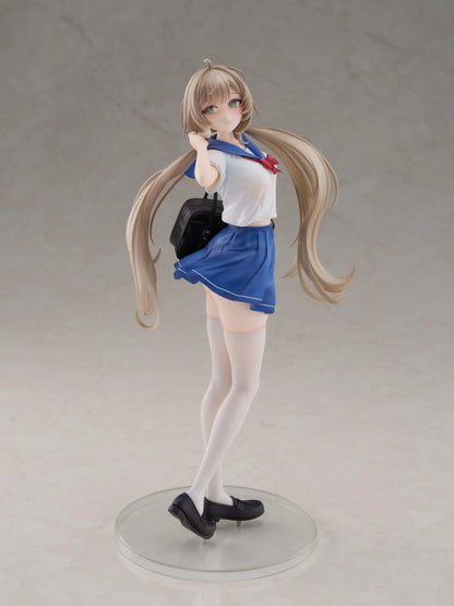 Sakura Momoko Uniform Ver. 1/6 scale figure with long light brown hair, green eyes, a blue-and-white sailor uniform, and a black school bag.