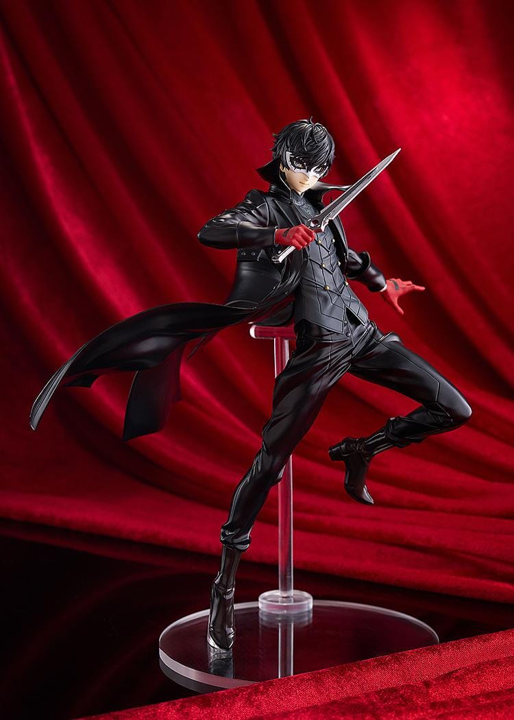 Persona 5 Royal POP UP PARADE L Joker figure in dynamic combat pose with black trench coat and dagger