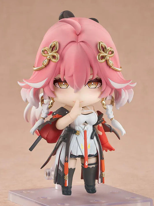 Wuthering Waves Nendoroid Changli chibi figure with pink hair and gold accessories