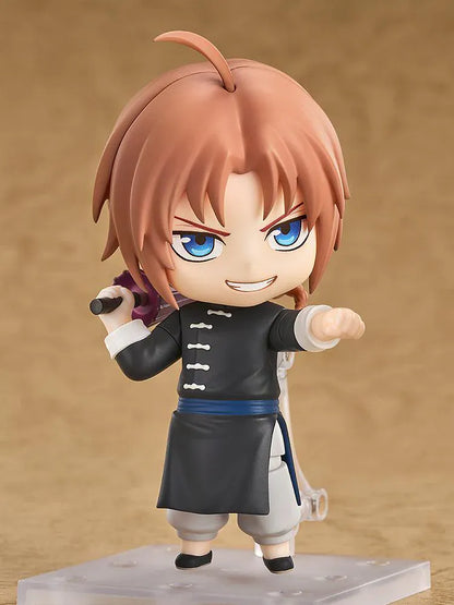 Gintama Nendoroid Kamui Figure with orange hair, black outfit, smiling expression, and umbrella accessory