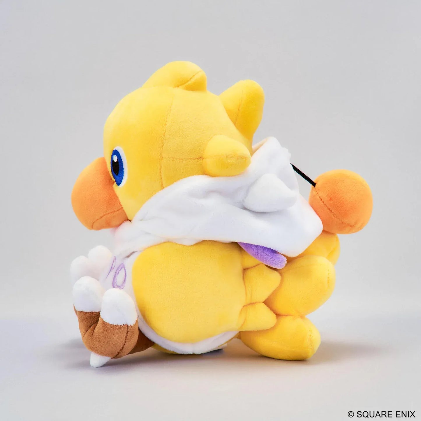 Final Fantasy Chocobo Moogle Hoodie Ver. Plush with yellow Chocobo, white Moogle hoodie, KUPO lettering, pom-pom detail, and seated plush design