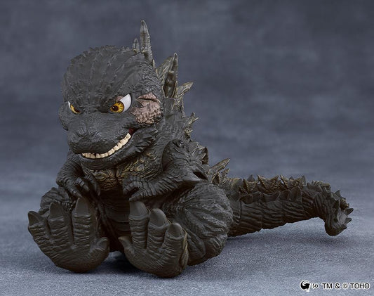 Godzilla Minus One Nendoroid Godzilla Figure 2023 featuring Godzilla in a chibi-style design with rugged scales, sharp dorsal plates, claws, open mouth, and long tail.