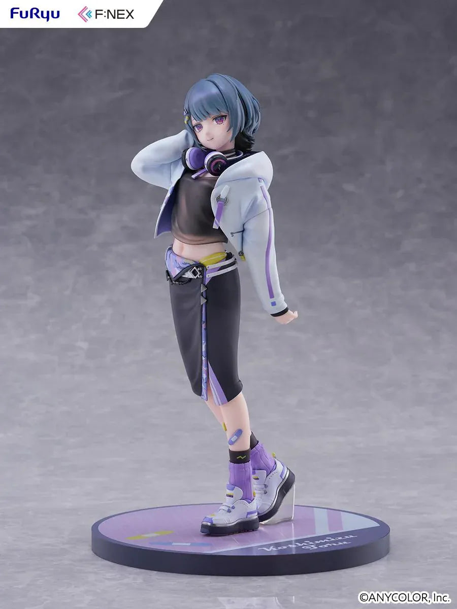 Nijisanji F:NEX Koshimizu Toru 1/7 scale figure wearing headphones and purple accented streetwear