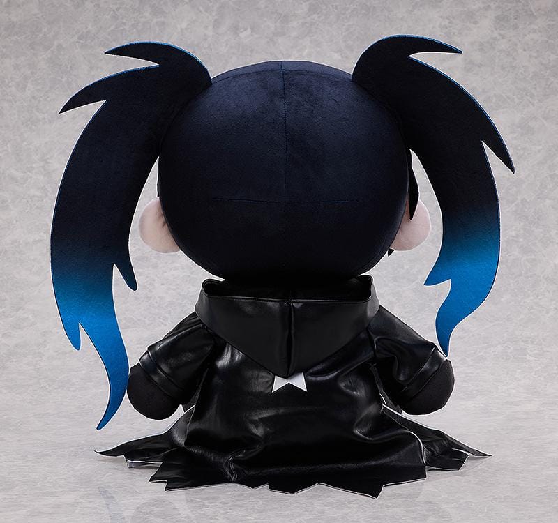 Black Rock Shooter Punipuni Big Plushie featuring a soft chibi-style seated plush design with black twin tails, blue eyes, and dark character-inspired outfit details.