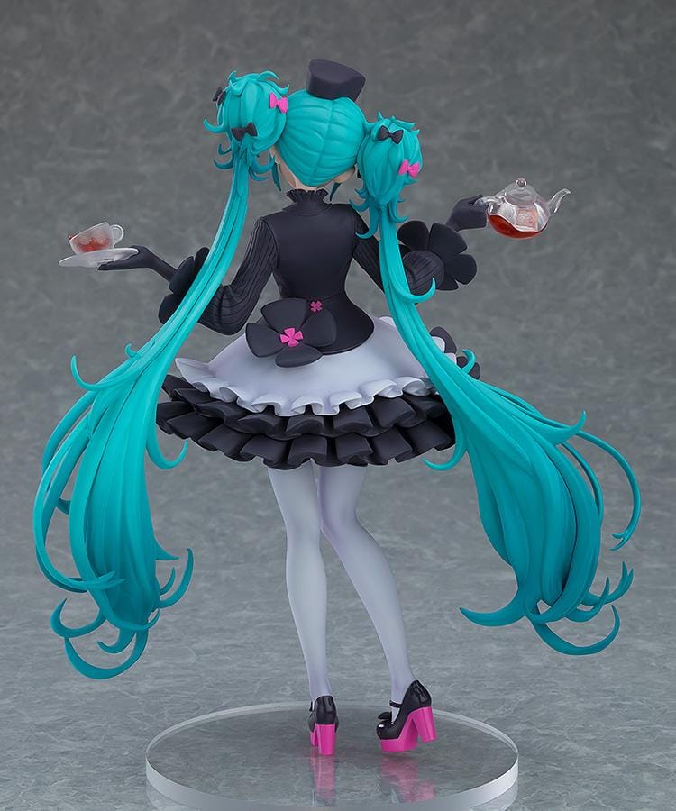 POP UP PARADE Hatsune Miku Glasses x Café Ver figure with glasses, teapot, teacup, and elegant café-themed outfit
