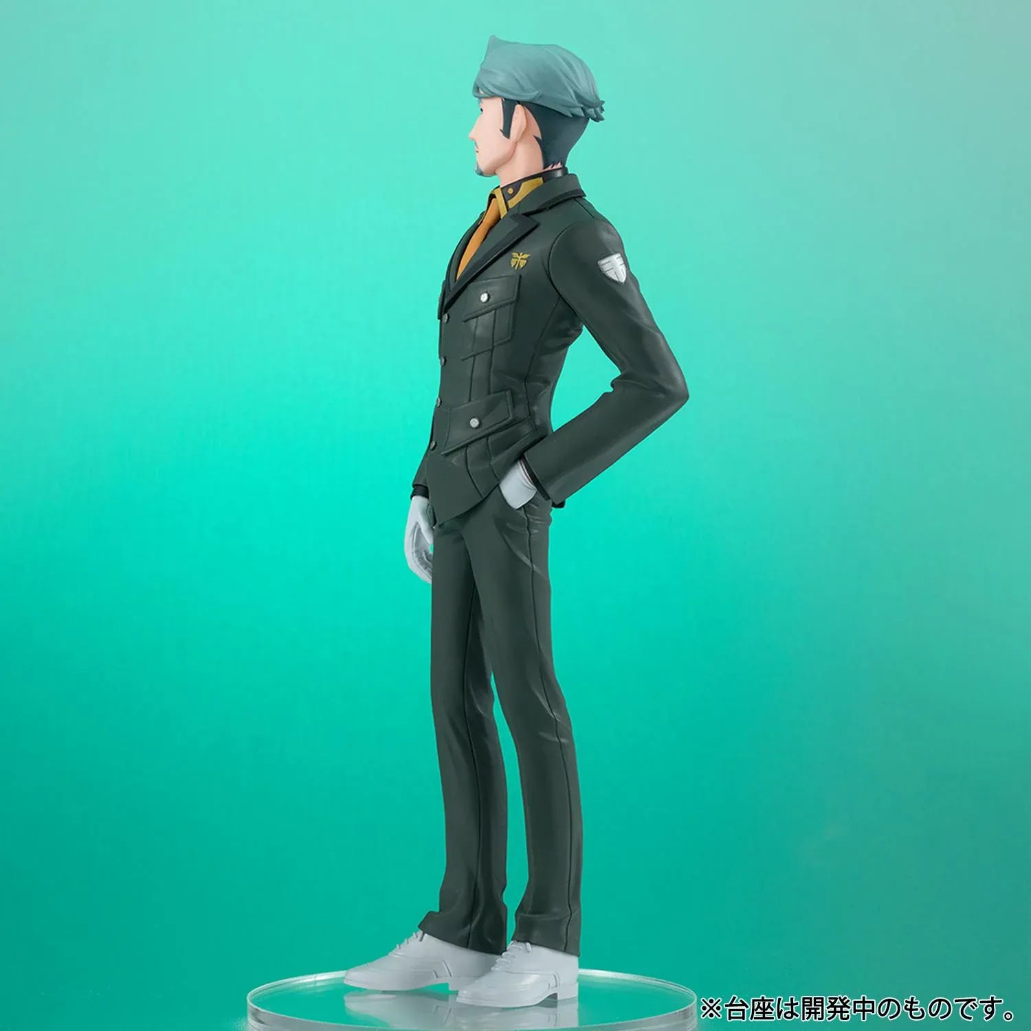 Mobile Suit Gundam GQuuuuuuX Lucrea Light Challia Bull Figure featuring Challia Bull with teal-gray hair, formal uniform, white gloves, tie, and confident standing pose.