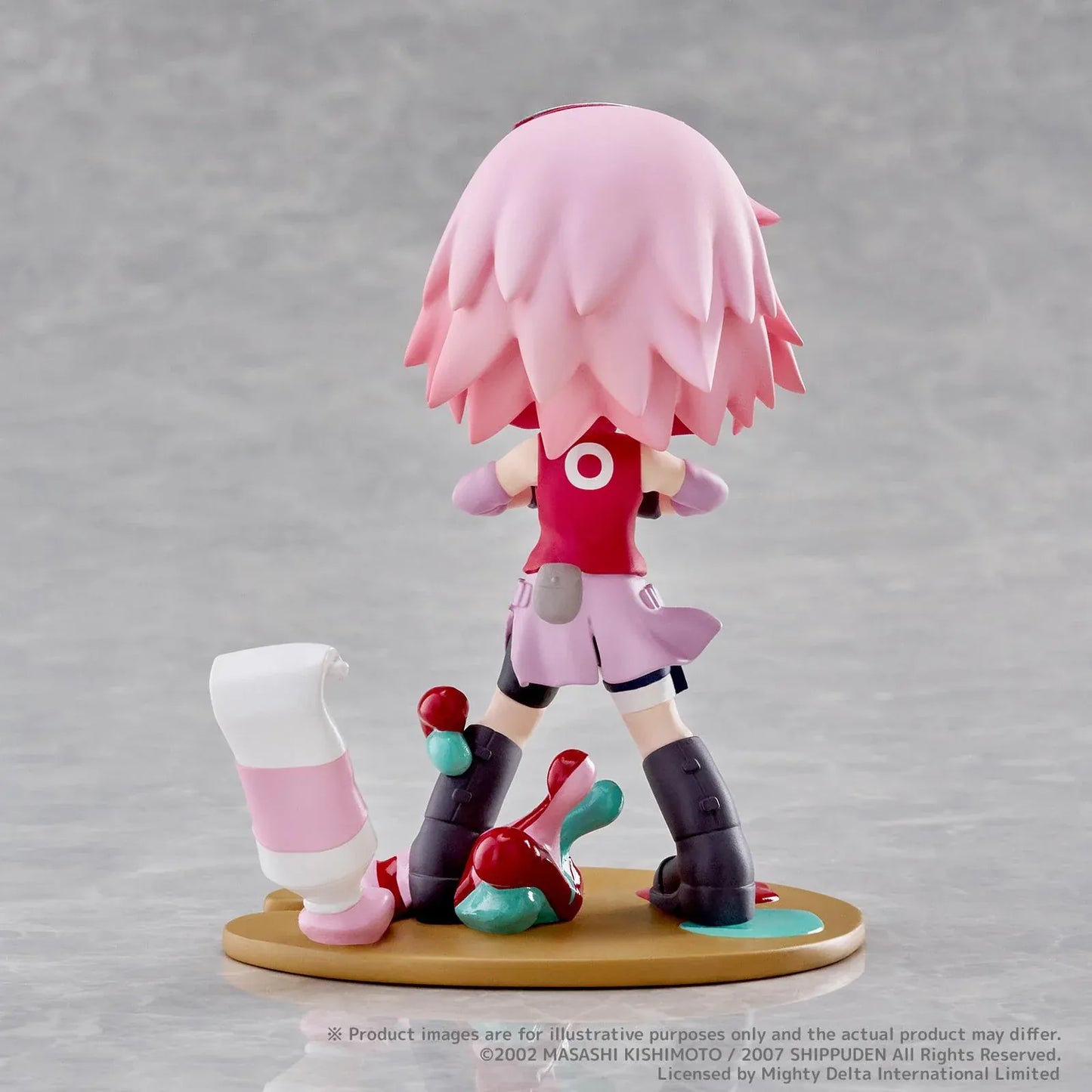 Naruto Shippuden PalVerse Pale Sakura Haruno Figure with pink hair and colorful paint-themed base