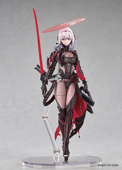 GODDESS OF VICTORY NIKKE Hyper Body Scarlet Black Shadow Figure featuring black and red armor, circular headpiece, and large red sword