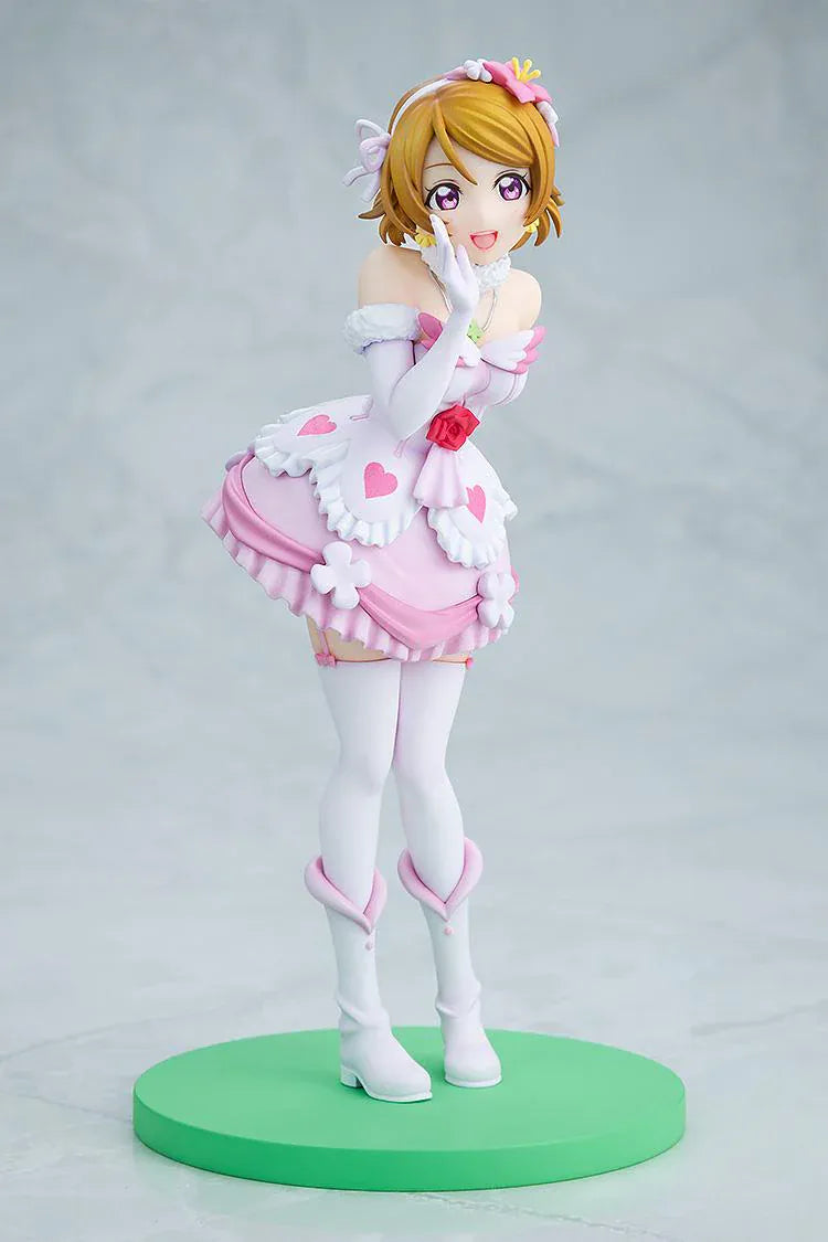 Love Live School Idol Project Hanayo Koizumi Bokutachi wa Hitotsu no Hikari Ver. Figure featuring Hanayo in a pink and white idol outfit with heart details, flower accents, and green display base.