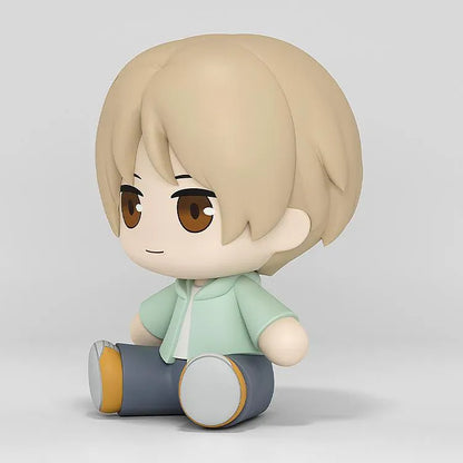 Takashi Natsume Huggy Good Smile figure seated in a mint-green shirt, dark pants, and gray shoes.