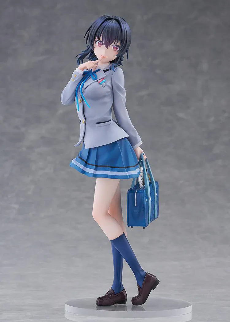 I Made Friends with the Second Prettiest Girl in My Class Umi Asanagi 1/7 Scale Figure featuring Umi in a school uniform with short dark hair, blue skirt, knee-high socks, and school bag.