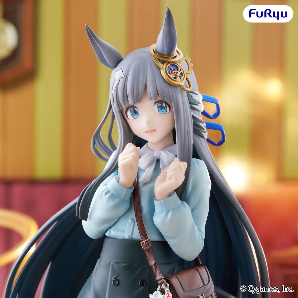 Chrono Genesis Trio-Try-iT figure wearing a blue-and-black outfit with long flowing hair, horse ears, a decorative headpiece, and a shoulder bag.
