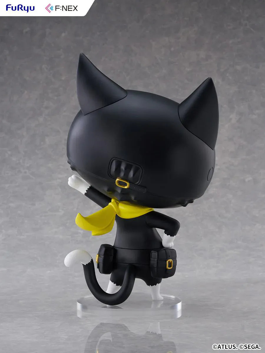 Persona 5 Royal F:Nex Morgana Big Soft Vinyl Figure with black cat design, blue eyes, yellow scarf, and waving pose
