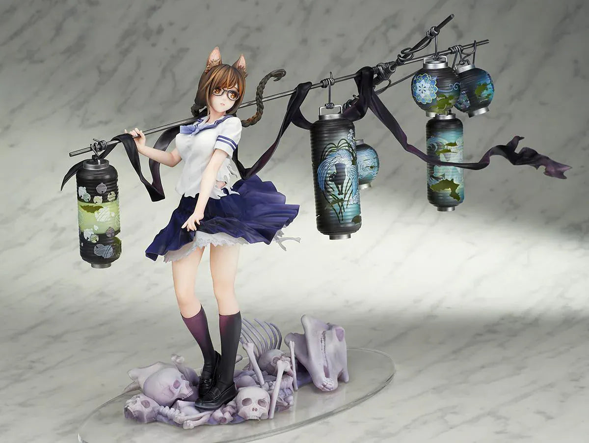 Bakemonogatari Tsubasa Hanekawa 1/7 Scale Figure featuring Tsubasa with cat ears, glasses, flowing hair, lantern display, and supernatural-themed base details.