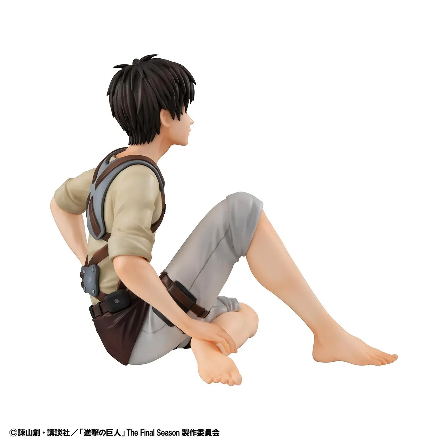 Attack on Titan G.E.M. Series Eren Tenohira Figure seated with short black hair, harness outfit, and focused expression