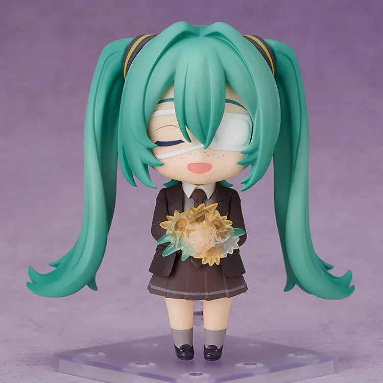 Hatsune Miku Monitoring Ver. Nendoroid figure with teal twin tails, interchangeable face plates, and monitoring-themed accessories