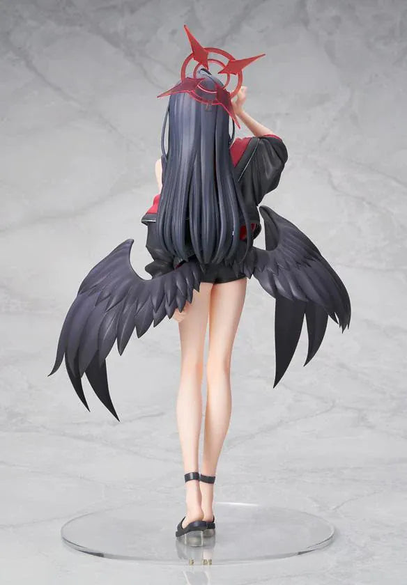 Blue Archive Ichika Swimsuit 1/7 scale figure wearing a black swimsuit, sporty jacket, sunglasses, and large black wings.