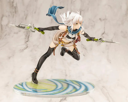 The Legend of Heroes Fie Claussell 1/8 Scale Figure Rerelease with white hair, flowing scarf, dual blade weapons, and dynamic action pose