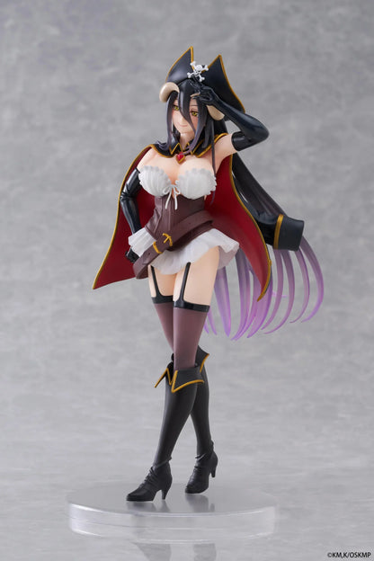 Overlord Albedo Pirate Ver Coreful Figure featuring Albedo in a pirate-inspired outfit with captain hat, cape, black boots, and long flowing hair