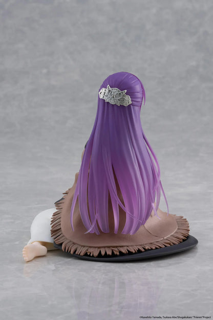 Frieren Beyond Journey's End Desktop Cute Fern Figure with purple hair wearing a shawl and white dress in a seated pose