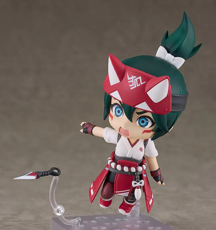 OVERWATCH Nendoroid Kiriko Figure Rerelease featuring Kiriko in a chibi style with fox-inspired headband mask, red outfit, and kunai accessory.