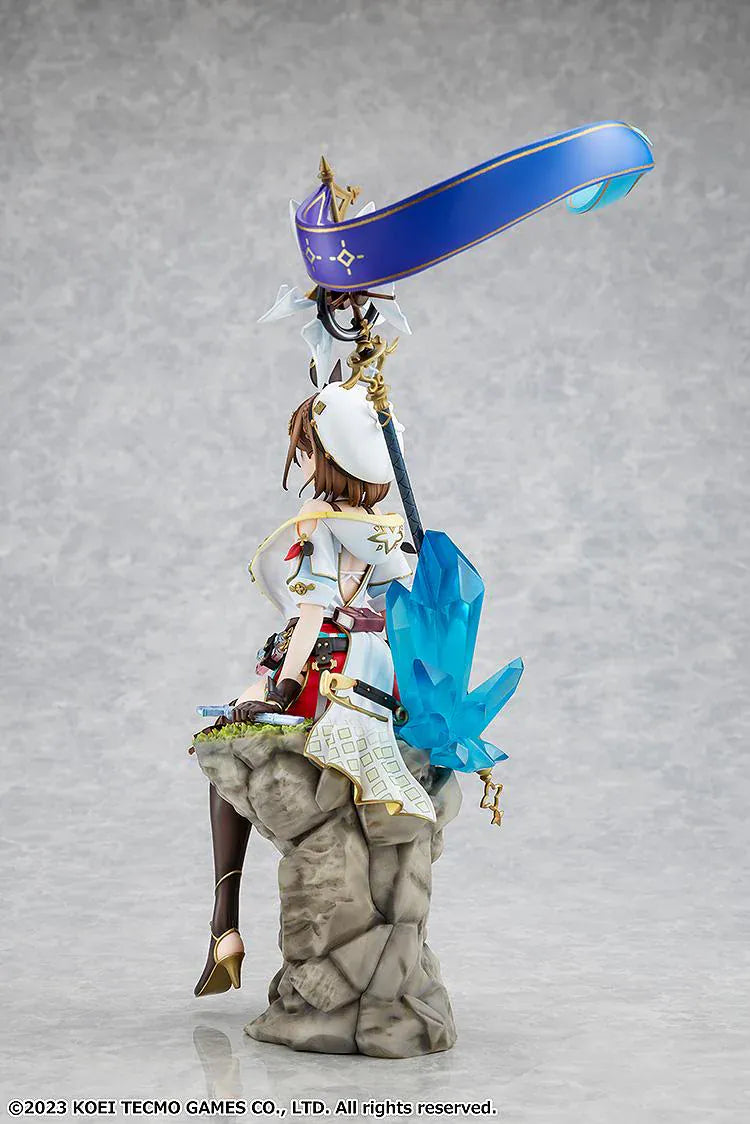 Atelier Ryza 3 Alchemist of the End and the Secret Key Ryza Reisalin Stout 1/7 Scale Figure featuring Ryza seated on a rock base with her alchemy staff and detailed adventurer outfit.