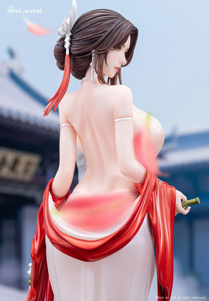 Qing Yun 1/6 scale original illustration figure with flowing white dress and red ribbons