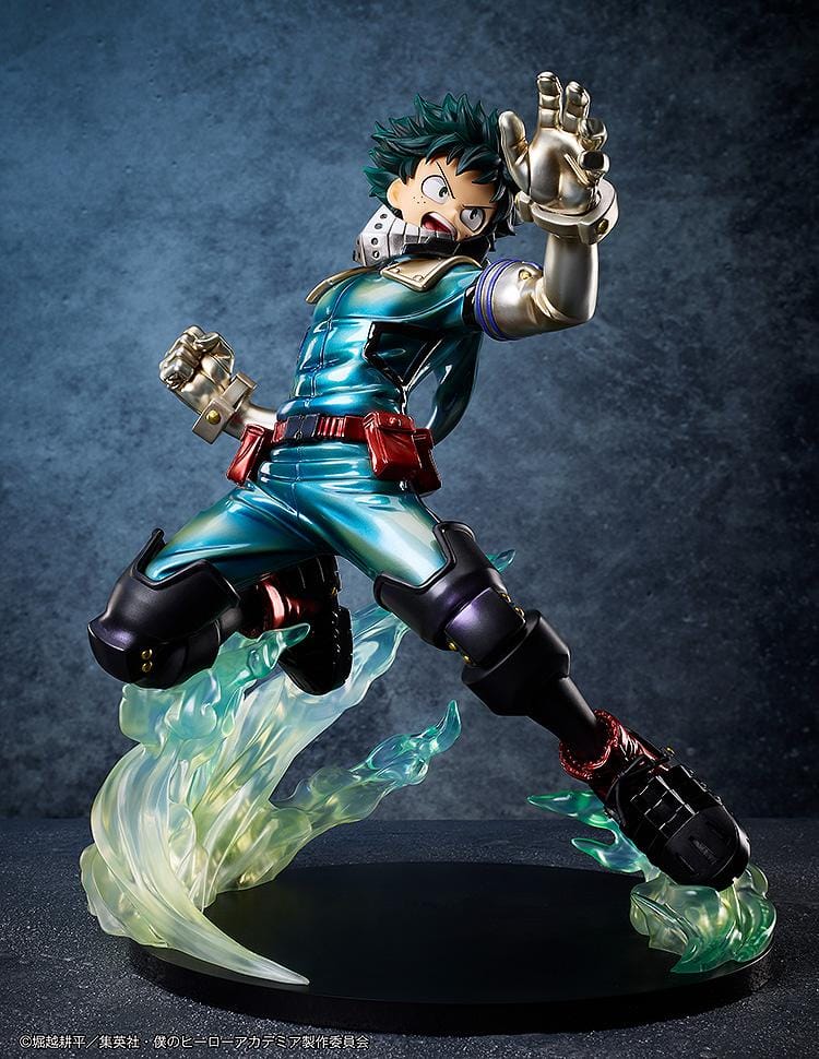 My Hero Academia Izuku Midoriya (Metallic Ver.) 1/4 Scale Figure in dynamic pose with glowing green Full Cowling energy effects